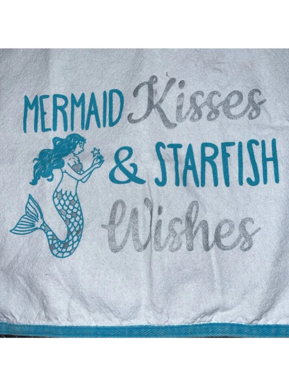 Mermaid Kisses & Starfish Wishes Print Dish Towel - DEI-17x24” 100 % Cotton